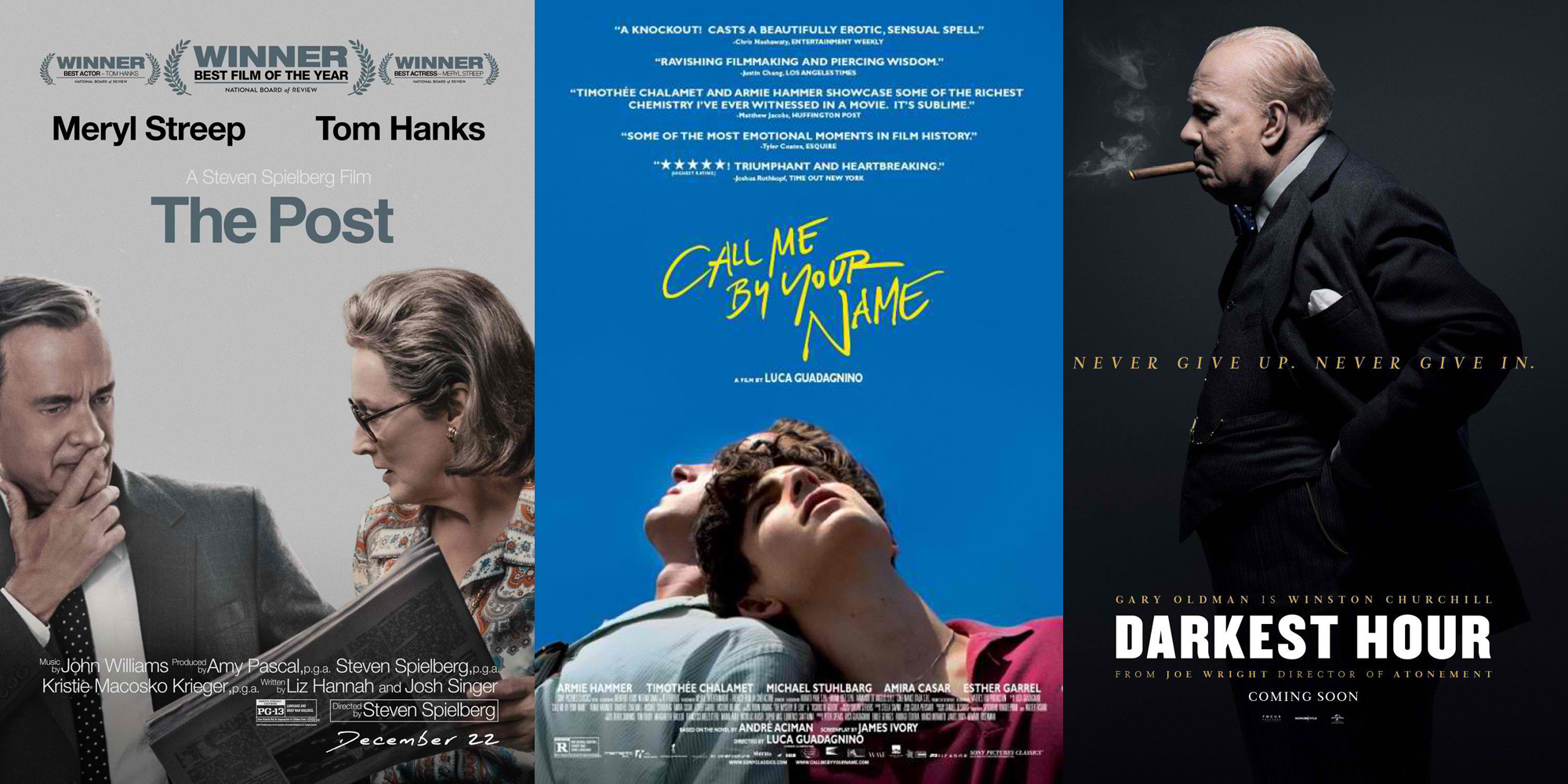 “The Post,” “Darkest Hour,” “Call Me By Your Name,” to be Screened in the Philippines